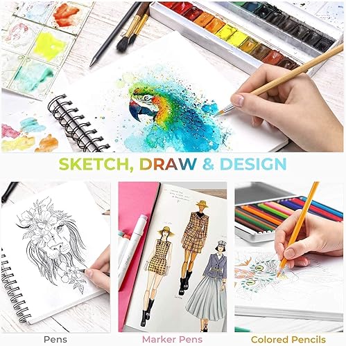 Miniatura 4 de Ohuhu Ohuhu - Cuaderno de bocetos artísticos de 7.6 x 10 pulgadas, tamaño de papel grande + bloc de medios mixtos, cuaderno de bocetos de arte mixto