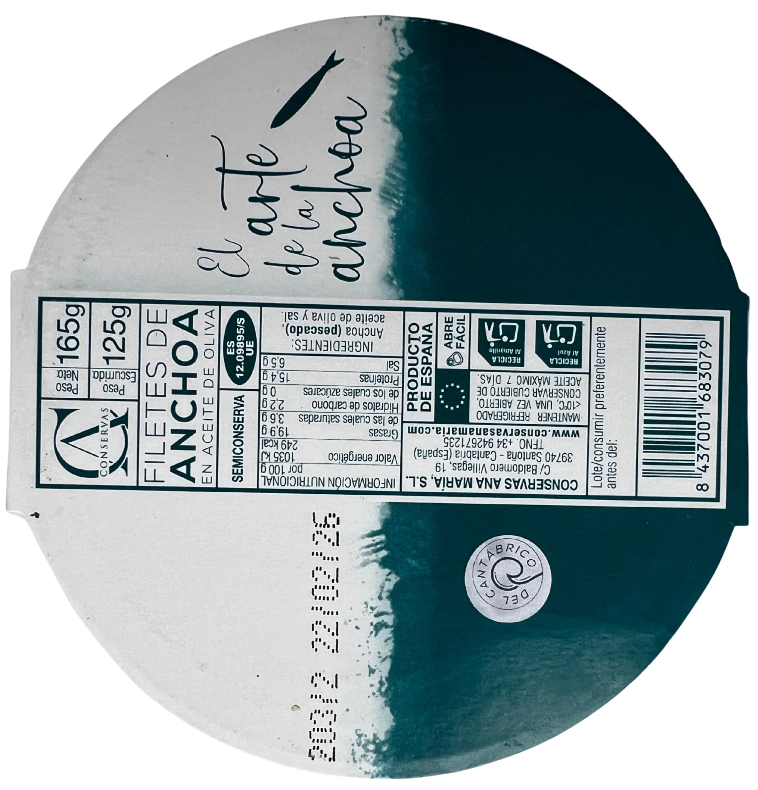 Filetes de Anchoas en Aceite de Oliva - Ana María - Santoña - Cantabria