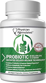 Probiotics for Women & Men - 50 Billion 15 Strains Slow Release DR Capsules & Prebiotics to Improve Digestive Health, Immune Support Supplement Full Month Supply