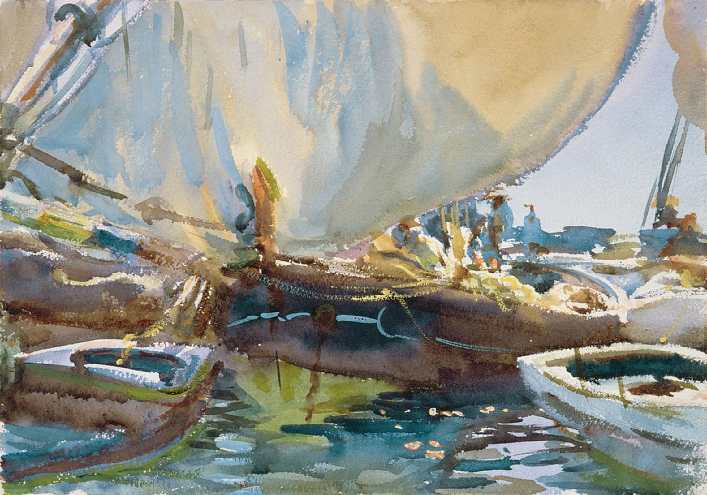 RZHRHJES Abstract Painting Poster Art Print Canvas Print Poster Melon Boats by John Singer Sargent Landscape Canvas Painting for Office Decor 60x90cm