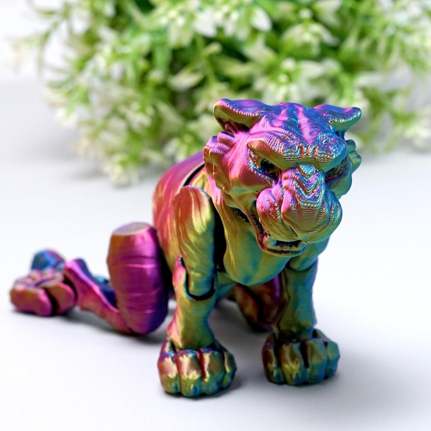3D Printed Tiger Model,Flexible Realistic Articulated Animal Fidget Toys,Mystery Figurines Gifts for Easter,Executive Desk Funny Décor and Festival Collectible,Easter Basket Stuffers (RYB)