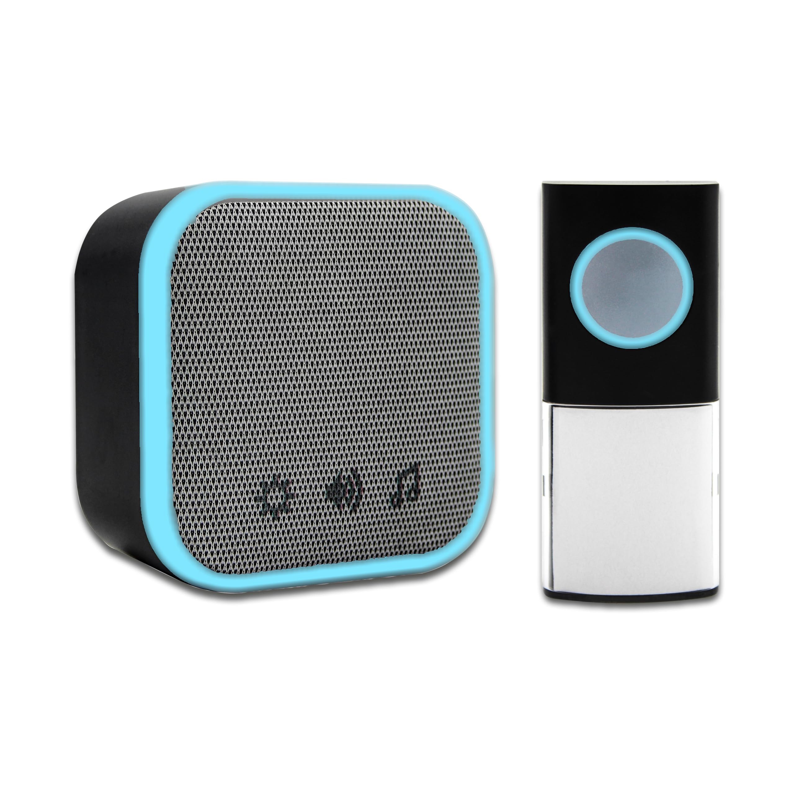 Uni-Com Wireless Portable Doorbell – 150m Range, 30 Melodies, LED Flash Alert, 3 Modes, IP44 Waterproof Push Button (Battery Included)