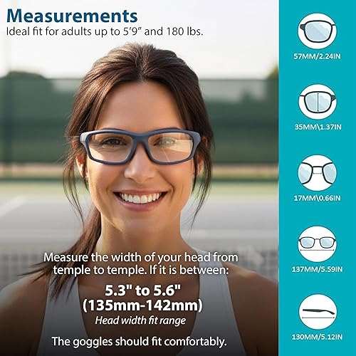 Miniatura 38 de BLUE CUT Gafas de protección deportiva, lentes antiniebla, gafas de seguridad para baloncesto, pickleball y todos los deportes al aire libre Azul