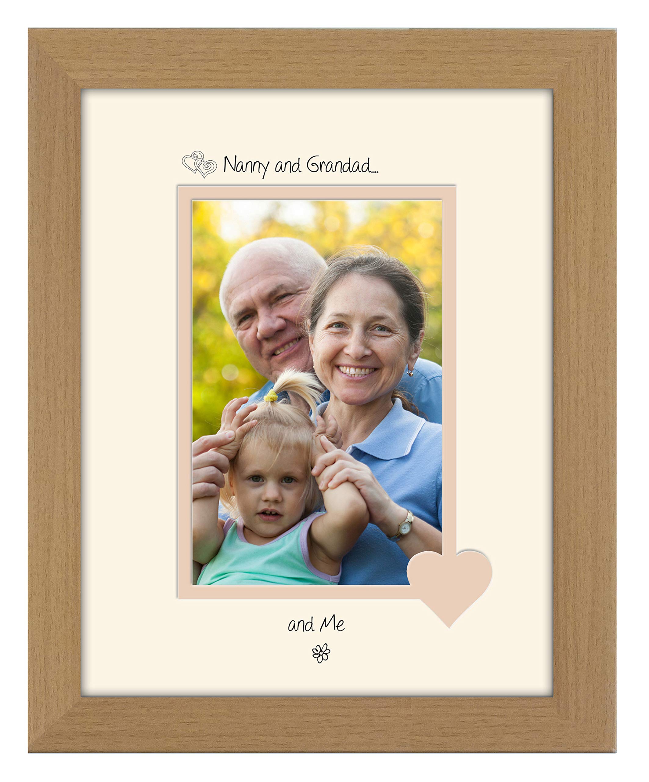 Photos In A Word Oak Finish Frame Cream Mount Beige Inside Nanny & Grandad Photo Frame Nanny & Grandad And Me Portrait 6X4 Double Mounted 1006F Quality Gift (Oak Finish Frame Cream Mount Beige Inside)