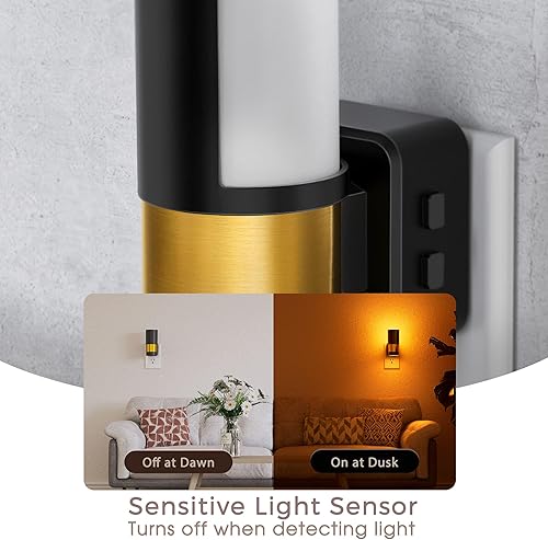 Miniatura 17 de Briignite - Luces nocturnas led enchufables, 3CCT, sensor de anochecer a amanecer, de 3000 K, regulable para pasillo, dormitorio, escalera, paquete