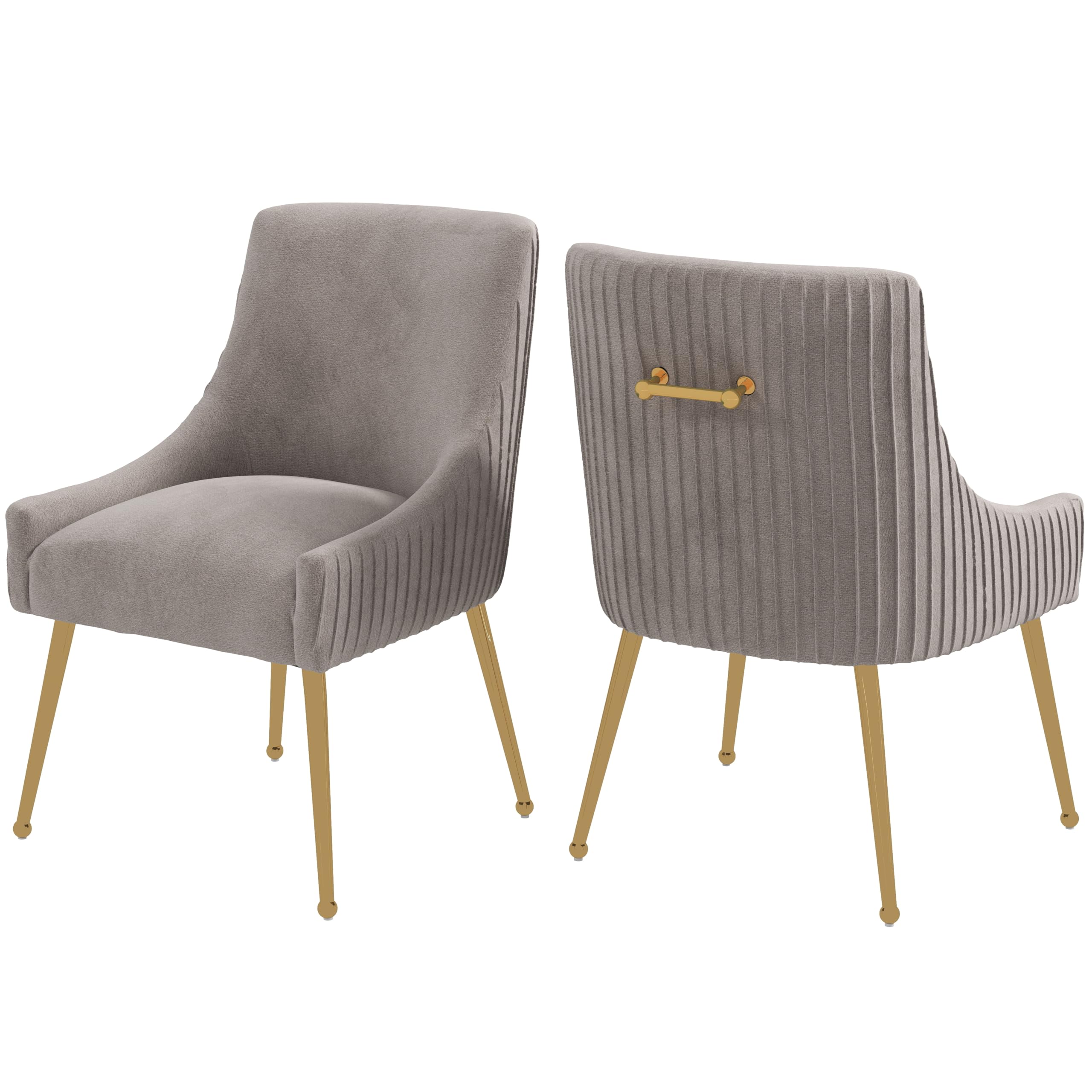 Dining Chairs, Accent Chairs Set of 2, Modern Upholstered Kitchen Dining Room Chairs with Gold Legs, Fabric Tufted Velvet Living Room Chairs for Reception Room Bedroom Kitchen(grey)
