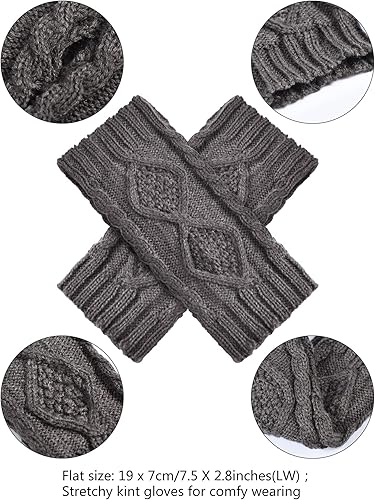 Miniatura 2 de 4 pares de guantes de punto sin dedos para mujer, calentadores de brazo con agujero para el pulgar