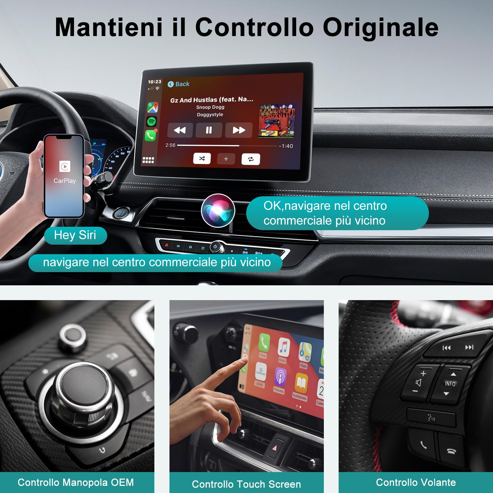 Carplay Wireless Adattatore per iPhone, CarPlay Senza Fili Convertire CarPlay Cablato in CarPlay Senza Fili da Usare Per Auto dal 2017 iPhone iOS 10+