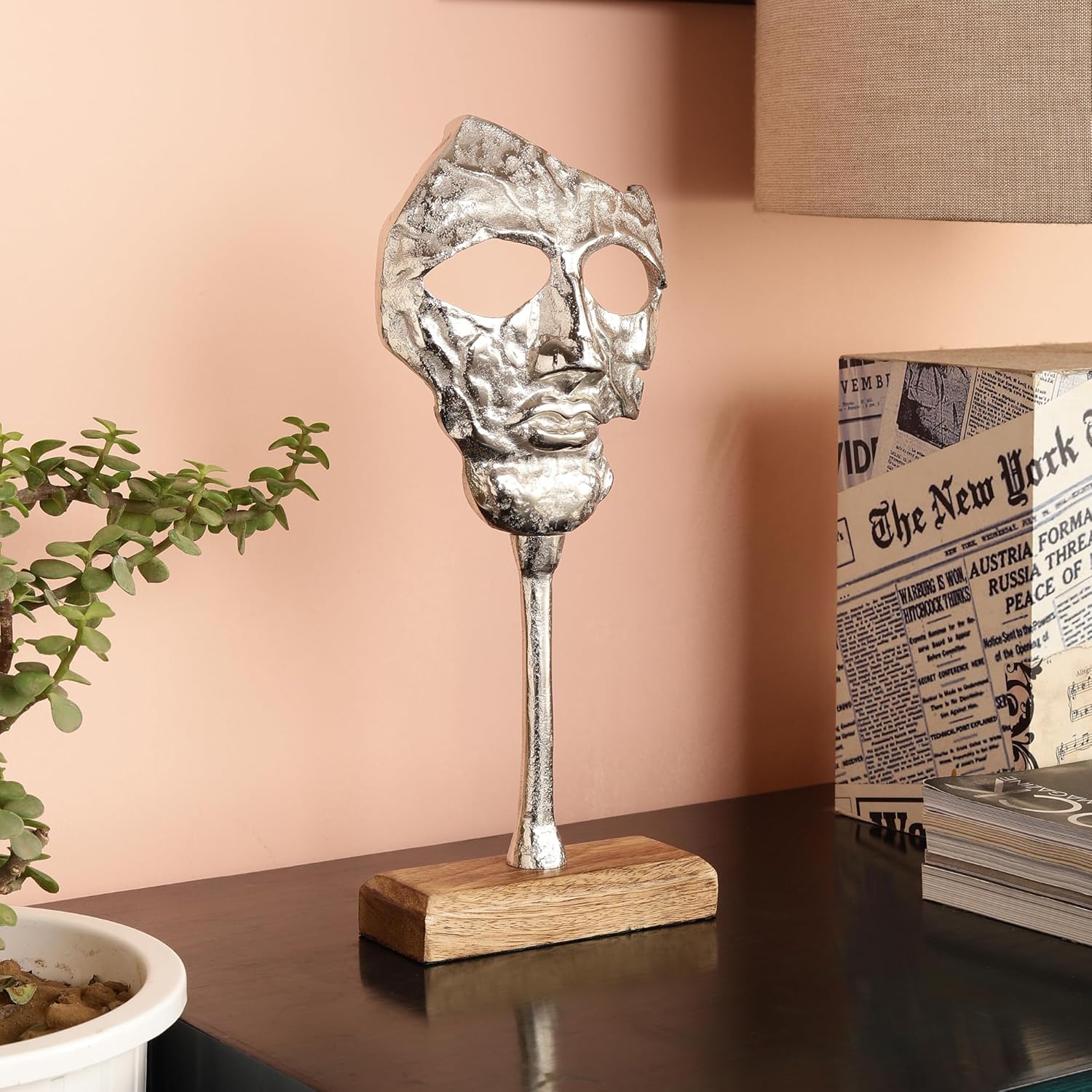 Metal FACE Sculpture Figurine for Gifts Home Decoration Showpiece for Home Decor Accents | Shelf Decor |Bookshelf Décor | Fireplace Decor or Desk Décor.Living Room Decor – Silver