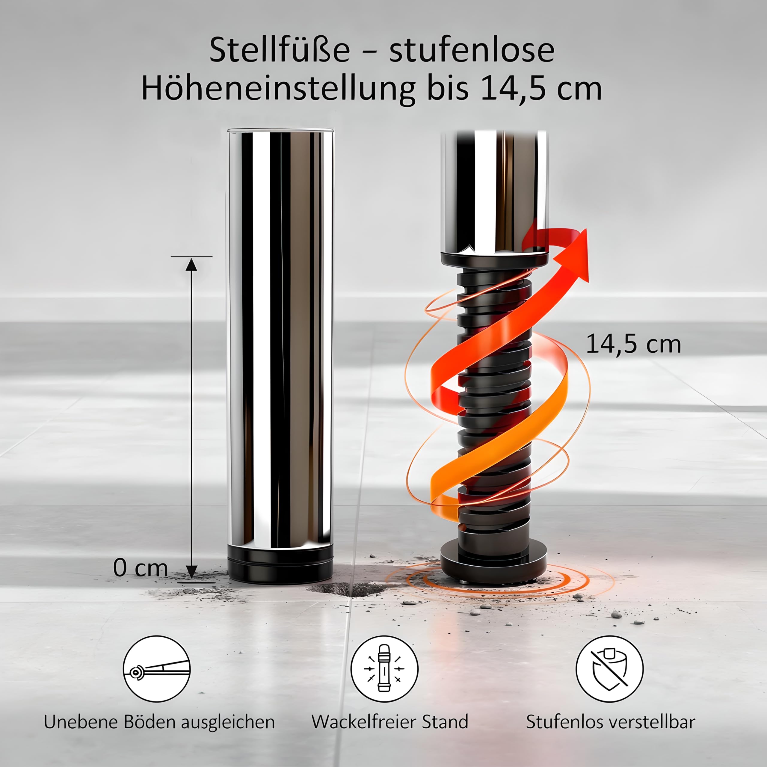 VERSEE Schreibtisch 200 x 100 cm Lichtgrau, stufenlos manuell höhenverstellbar 75,5–90 cm, bis 200 kg belastbar, SYSTEM8X, Made in Germany