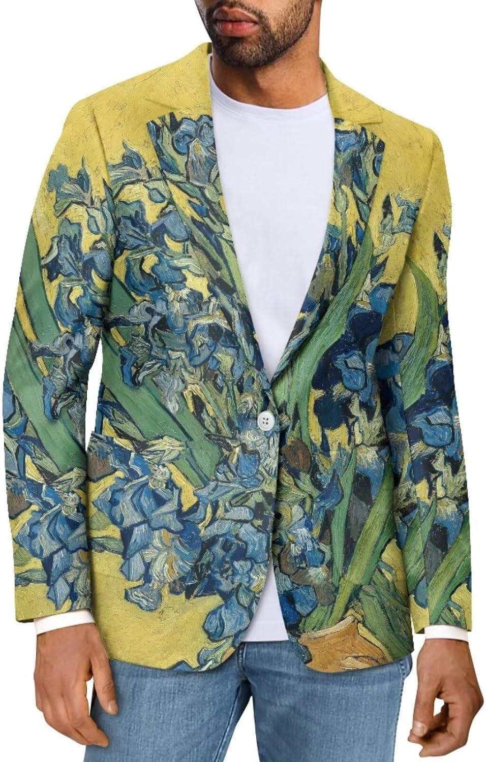 Oil Painting Printed Men Blazer Long Sleeve Blazer Jackets with Pockets Plus Size Suit Jacket Party Dress Blazer