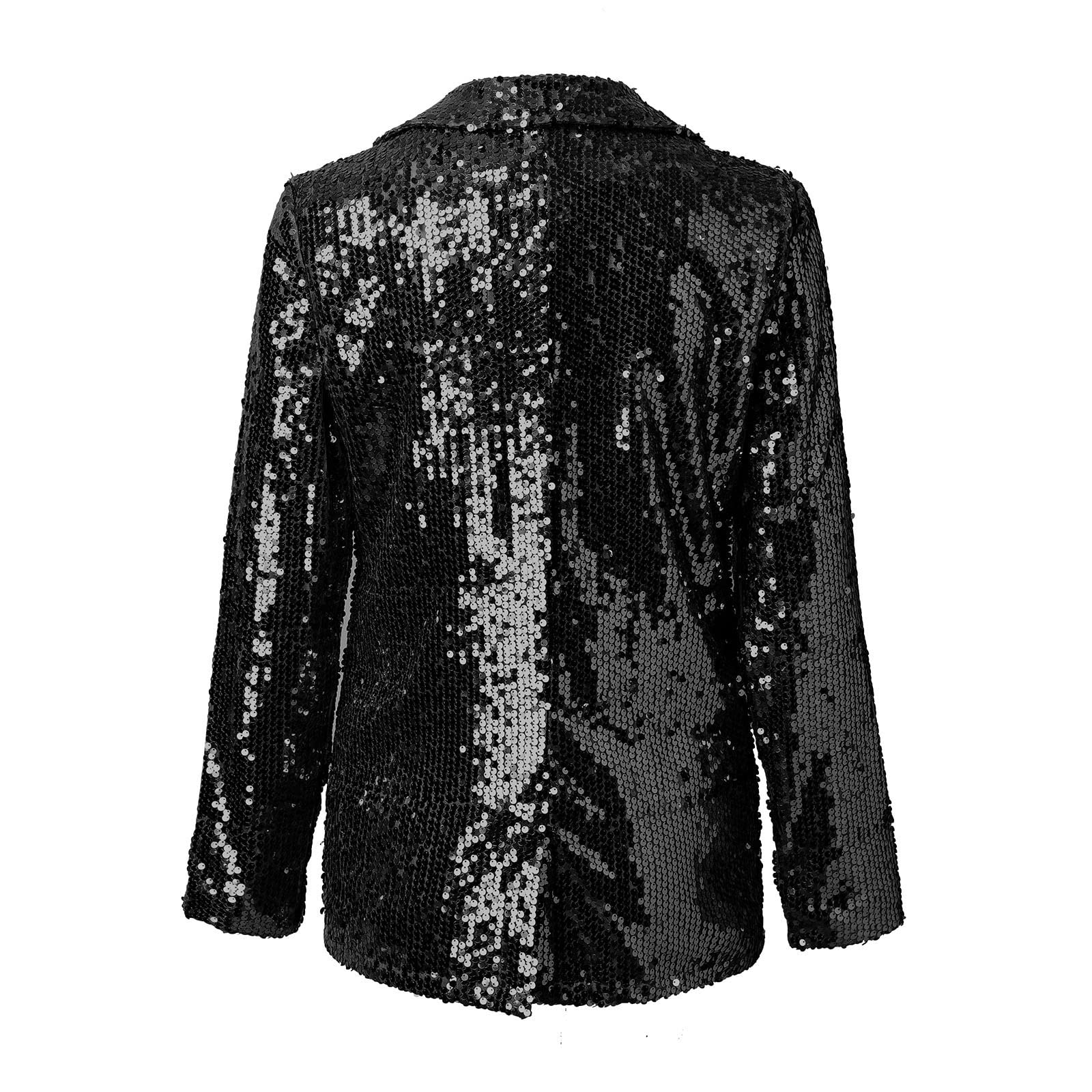 Parkle Veste de costume à paillettes pour femme - Veste ouverte sur le devant - Veste à paillettes - Col châle - Cardigan - Veste à paillettes - Veste disco des années 90 - Streetwear - Pour