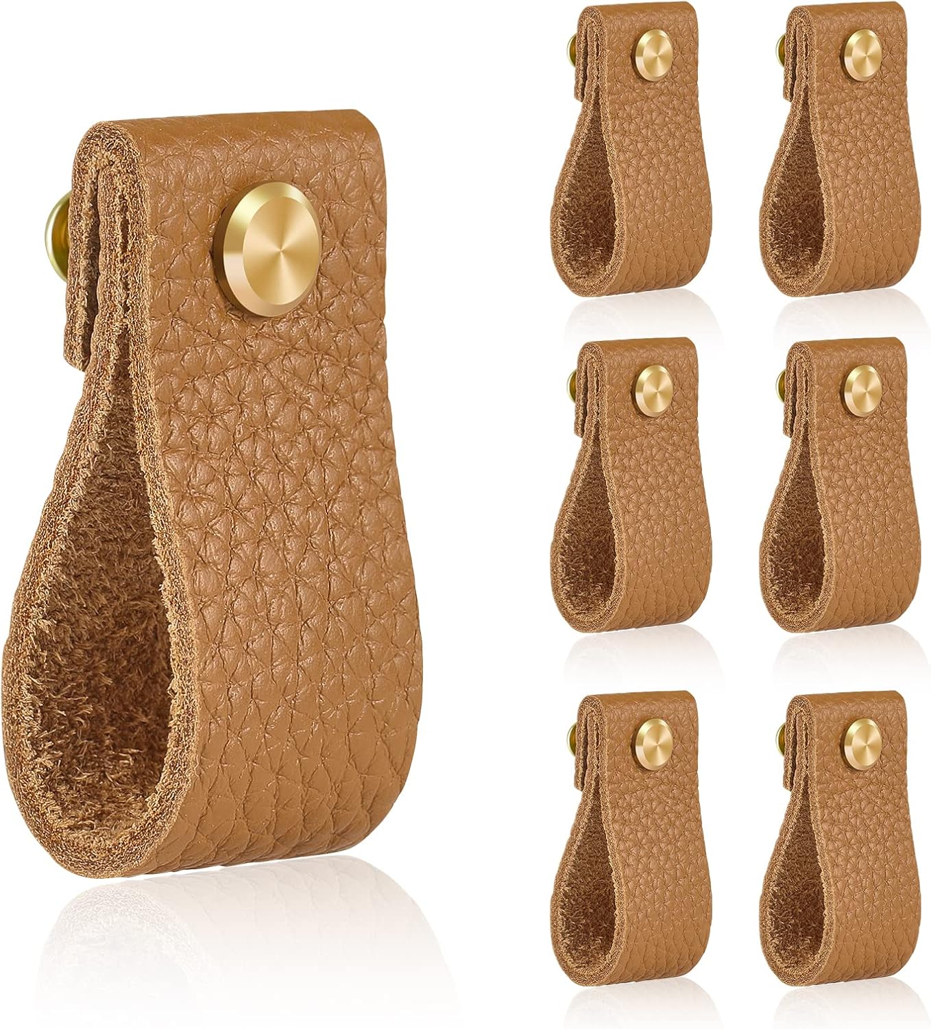 Leather Dresser Pulls,Leather Drawer Pulls with Fashionable Gold Brass Replacement of