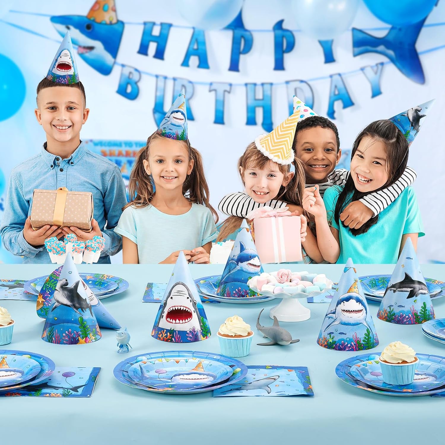 WERNNSAI Birthday Party Hats - 12 Pcs Birthday Party Supplies Cone Hat Headbands Colorful Paper Party Hats for Kids