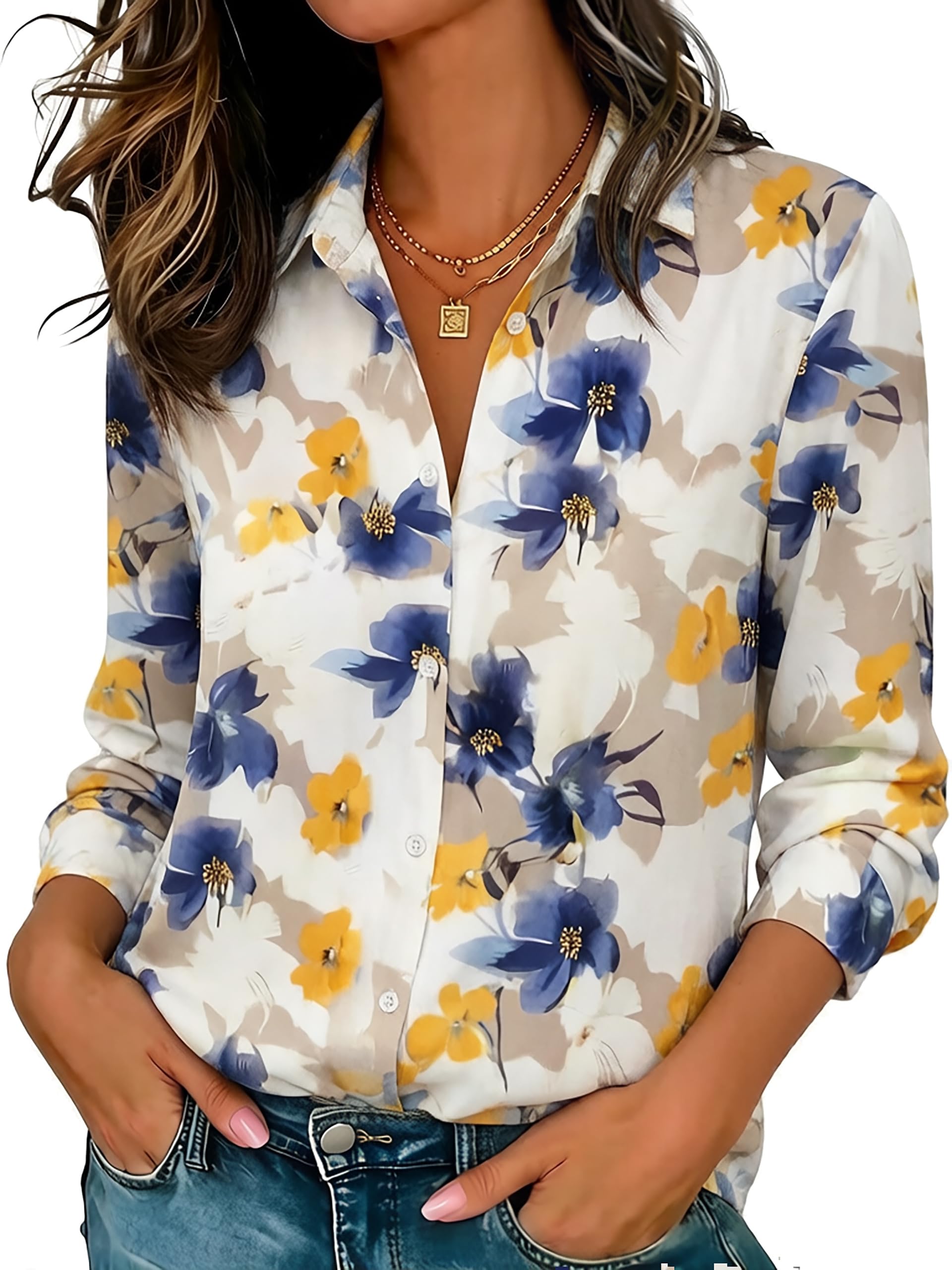 Soft Wrinkle-Free Button Down Stretch Shirts for Women, Breathable Moisture-Wicking Casual Work Dress Tops Global Recycled Standard Global Recycled Standard Global Recycled Standard