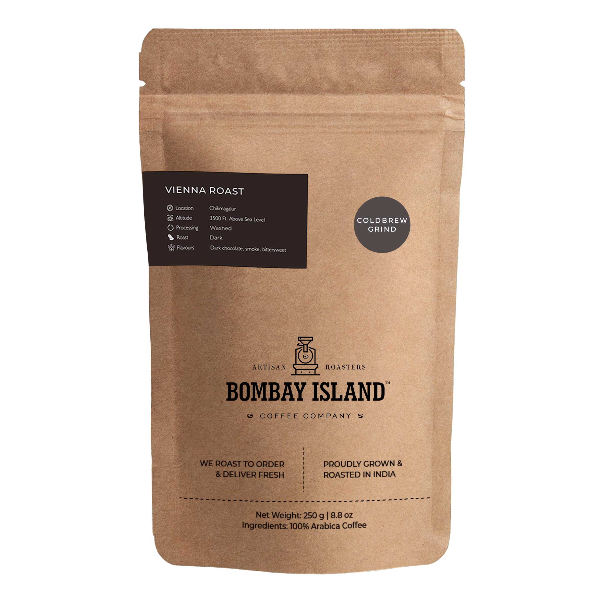 Bombay Island Coffee Vienna Roast | Dark Roast | Freshly Roasted 100% Arabica Coffee | 250 Gm | Cold Brew Grind