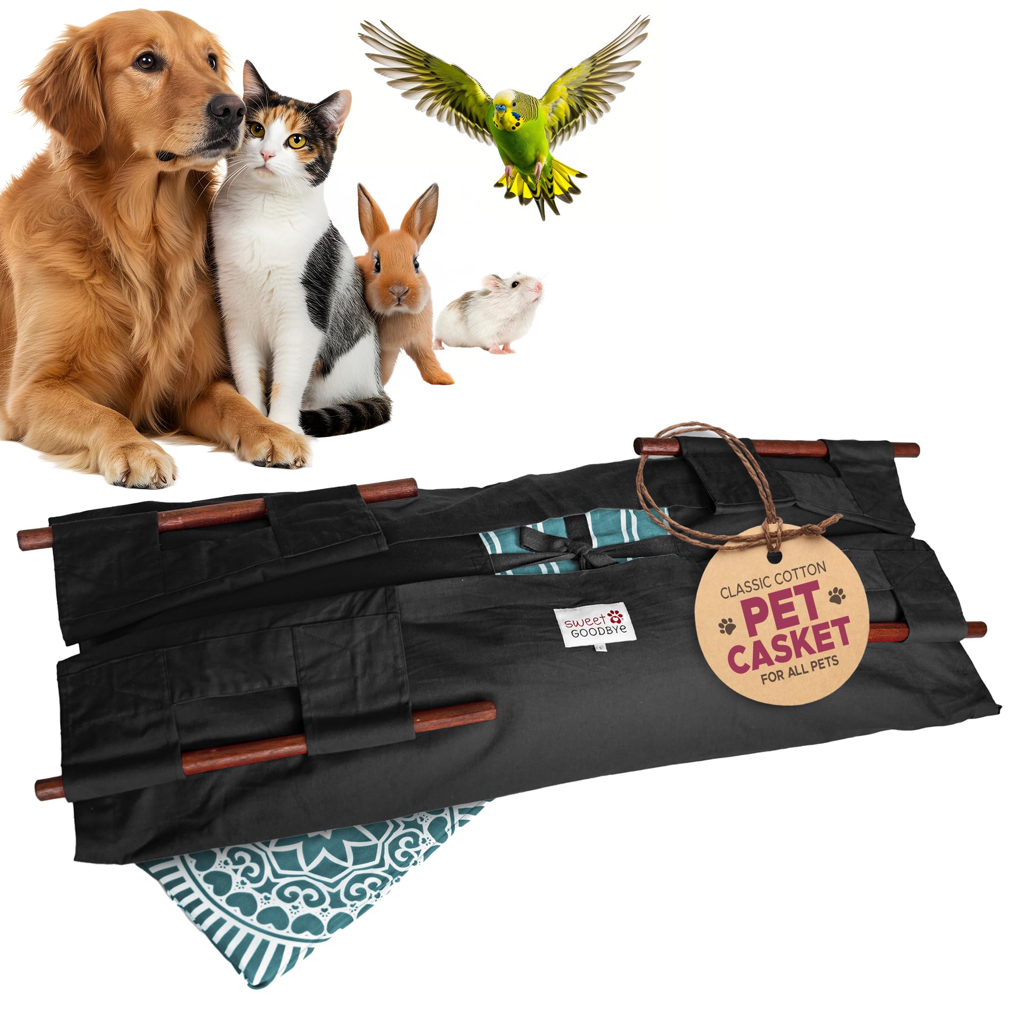 Sweet Goodbye Cocoon - Eco-Friendly Pet Casket - Burial & Cremation Ceremony Kit (Classic Cotton)-for All Pets & Breeds- Dogs Cats Rabbits Birds &