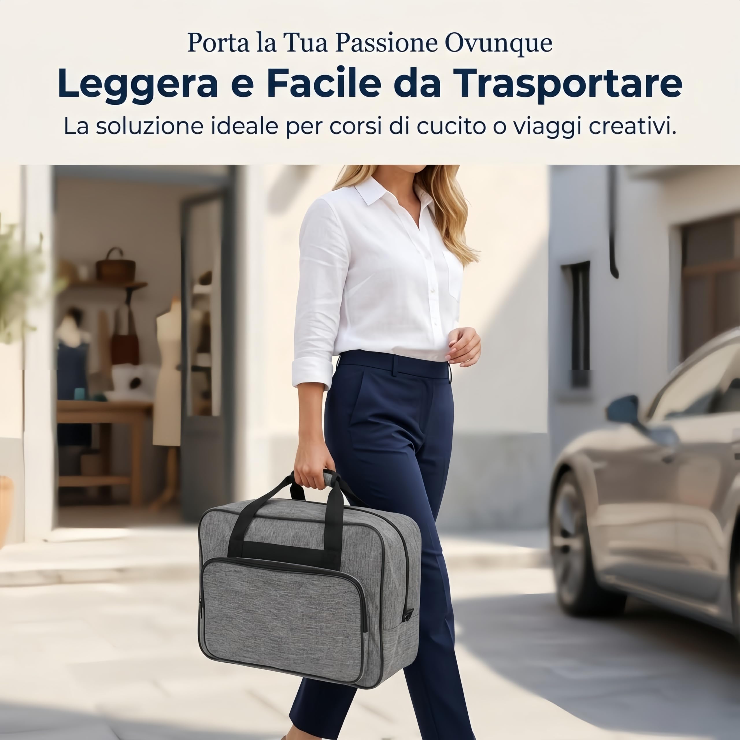 Borsa per Macchina da Cucire, Custodia Grande Capacit con Tasche Multiple e Fascia per Trolley, Borsa da Cucito Portatile per Viaggio e Accessori