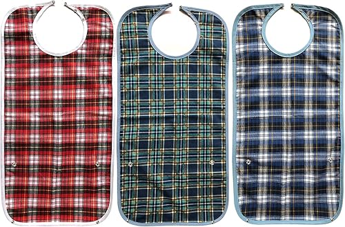 Miniatura 8 de Baberos para adultos para comer, baberos grandes de 30 x 19.5 pulgadas, protectores de ropa de comedor reutilizables y lavables con captador de