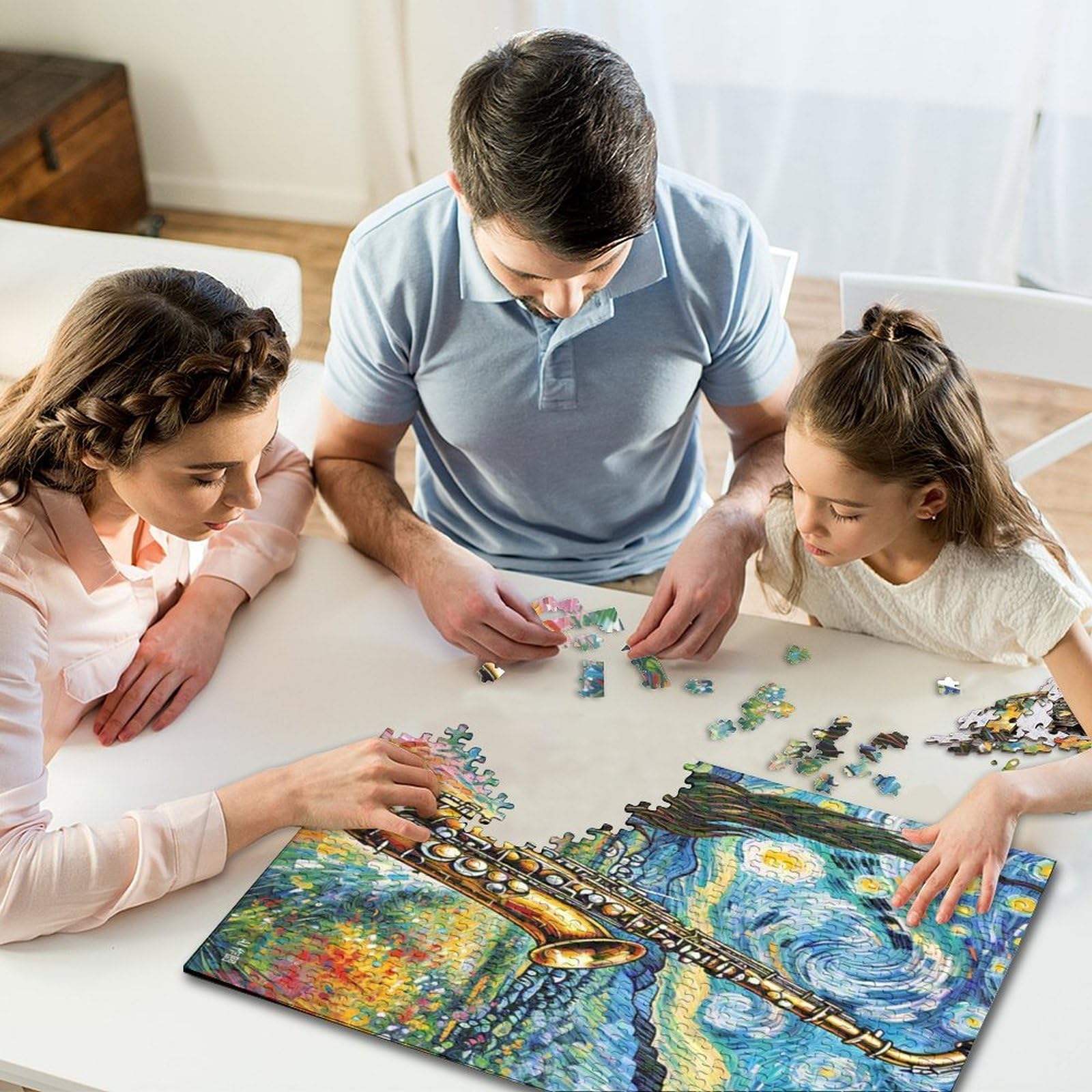 Saxofon Puzzle 1000-częściowe ciężkie puzzle, zabawka edukacyjna, imponujące wyzwanie, zabawka dla dorosłych i dzieci w sprawdzonych wymiarach 70 x 50 cm/1000 szt