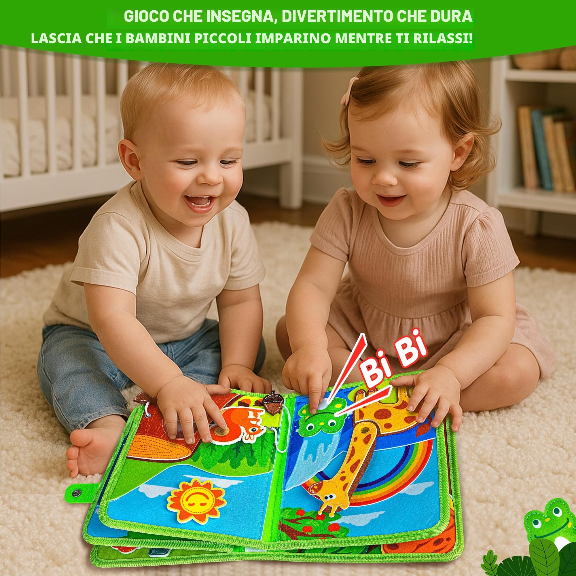Quanquer Animal Busy Board Montessori Giocattoli per Neonati 1 2 3 Anni - Activity Book per Neonati Ragazzi Ragazze Regalo di Compleanno con Scatola Regalo - Aereo Auto Viaggio Quiet Book Giocattolo