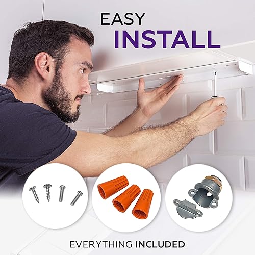 Miniatura 7 de Barra de luz LED para tareas bajo alacena, de 16W y 24pulgadas, regulable, CRI90, 5000K (luz de día), cuerpo ancho, base de metal de larga duración