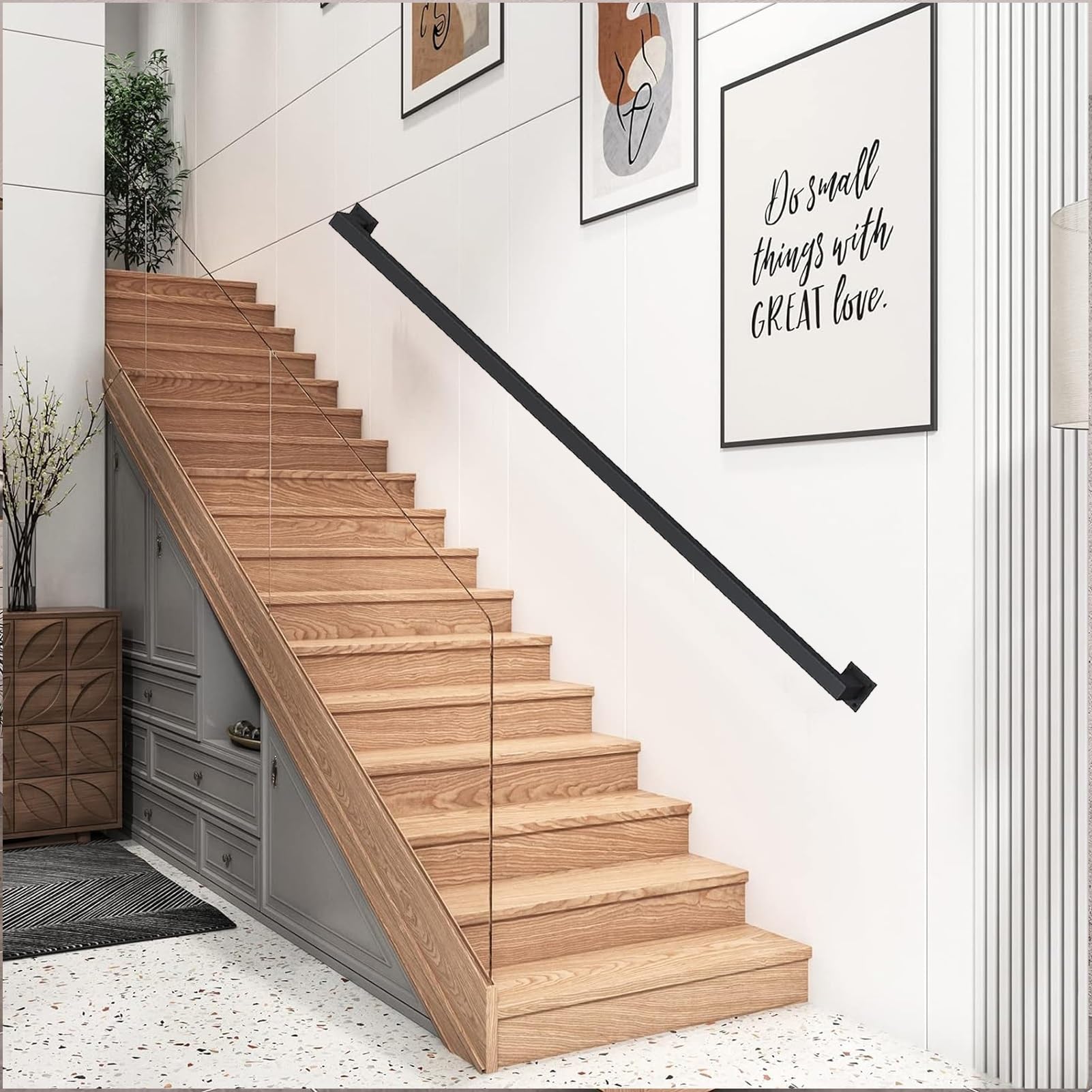 Rampe d'escalier en fer forgé 280 cm barre d'appui marches couloir