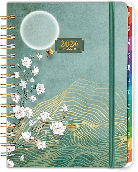 2026 Planner - JAN. 2026 - DEC. 2026, 2026 Planner Weekly and Monthly, 2026 Calendar Planner, Weekly and Monthly Planner with Colorful Tabs, Premium Paper, Twin-wire Binding - Hardcover (6.4" x 8.5", Green, Back Pocket)
