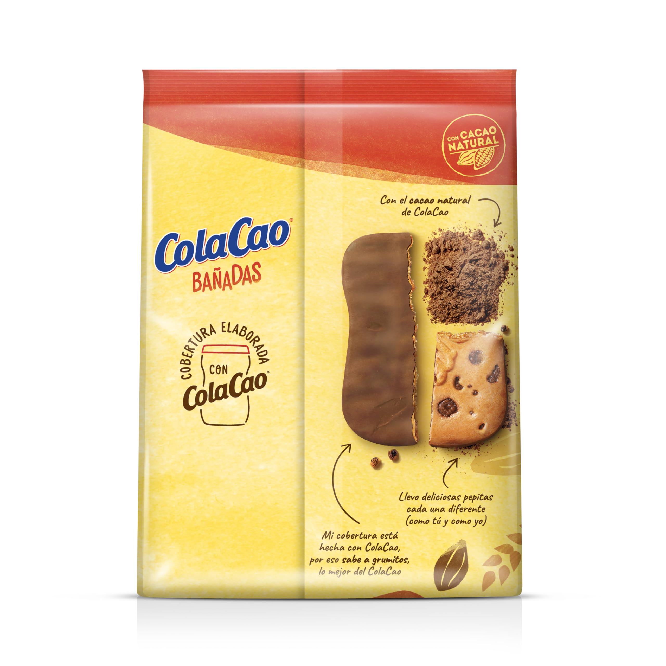 ColaCao Galleta Bañada en Cacao Natural con Pepitas de Chocolate 5 Packs 3 Unidades 157g