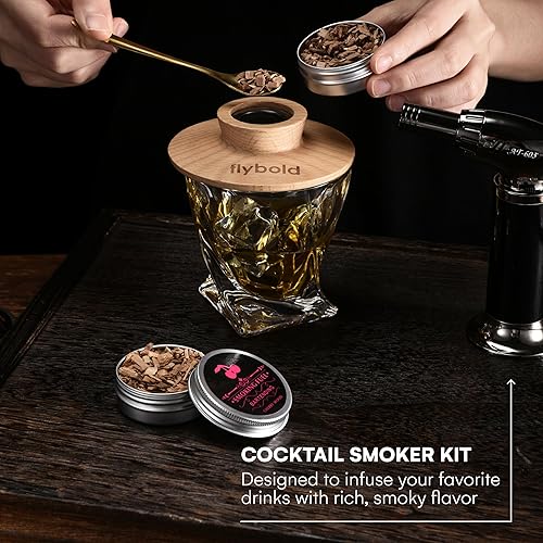 Miniatura 2 de Flybold Kit de ahumador de cóctel con antorcha, kit de infusor de ahumador de bebidas antiguas, cóctel de acero inoxidable, kit de ahumador de