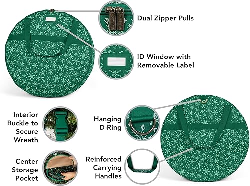 Miniatura 5 de Covermates Keepsakes - Bolsa de almacenamiento para coronas de Navidad, poliéster resistente, bolsa interior, tiradores de doble cremallera,