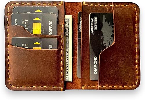 Cartera de cuero hecha a mano, billetera de cuero minimalista, billetera plegable, billetera de bolsillo frontal, tarjetero de cuero hecho a mano,