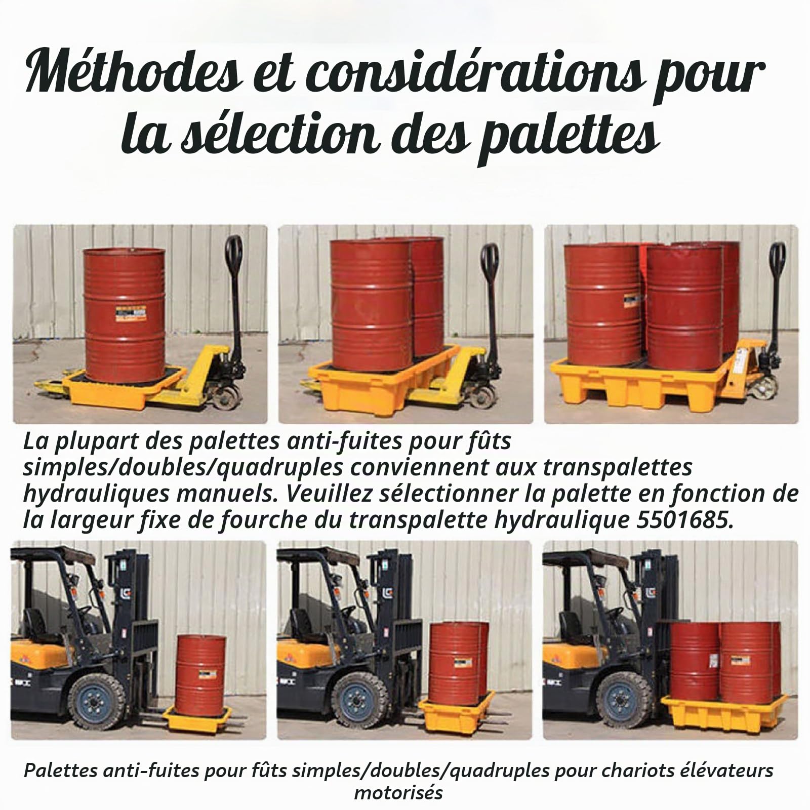 Plate-Forme de Confinement des fûts Palette Plastique étanche Palette pour Chariot élévateur Bac de rétention des fûts d'huile,66 * 36 * 12cm