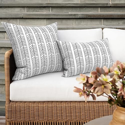 Miniatura 5 de Juego de 2 fundas cuadradas para cojín para exteriores e interiores, para todo tipo de clima, 16 x 16 pulgadas, cojín de patio para uso en muebles