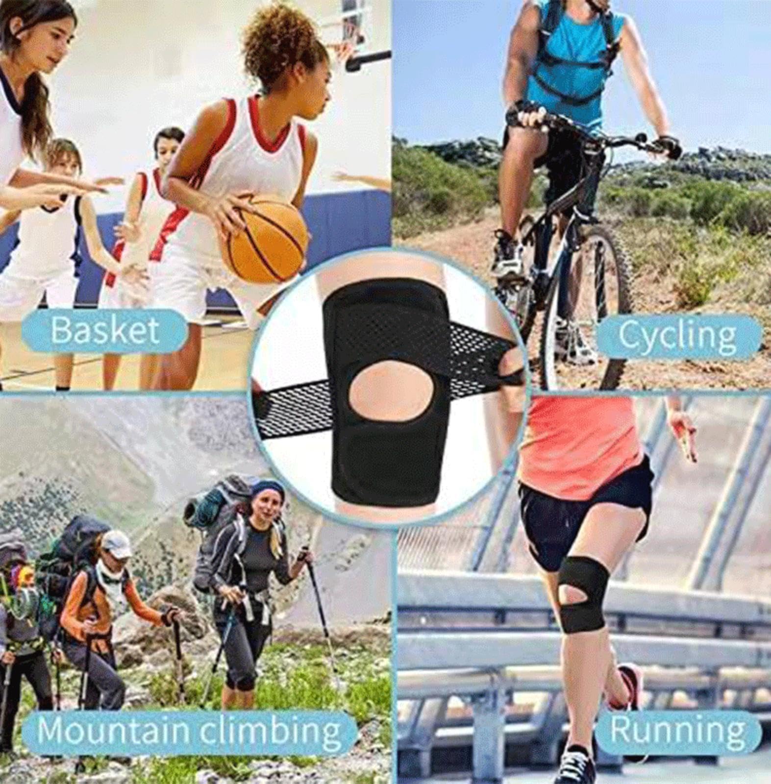 VIDECOR Knieschoner für Männer und Frauen, Verstellbarer Kniegurt, Kniestütze mit Seitlichen Stabilisatoren, Schmerzlindernde Kniestütze für Fußball, Basketball, Laufen, Tennis, Volleyball,Black-M