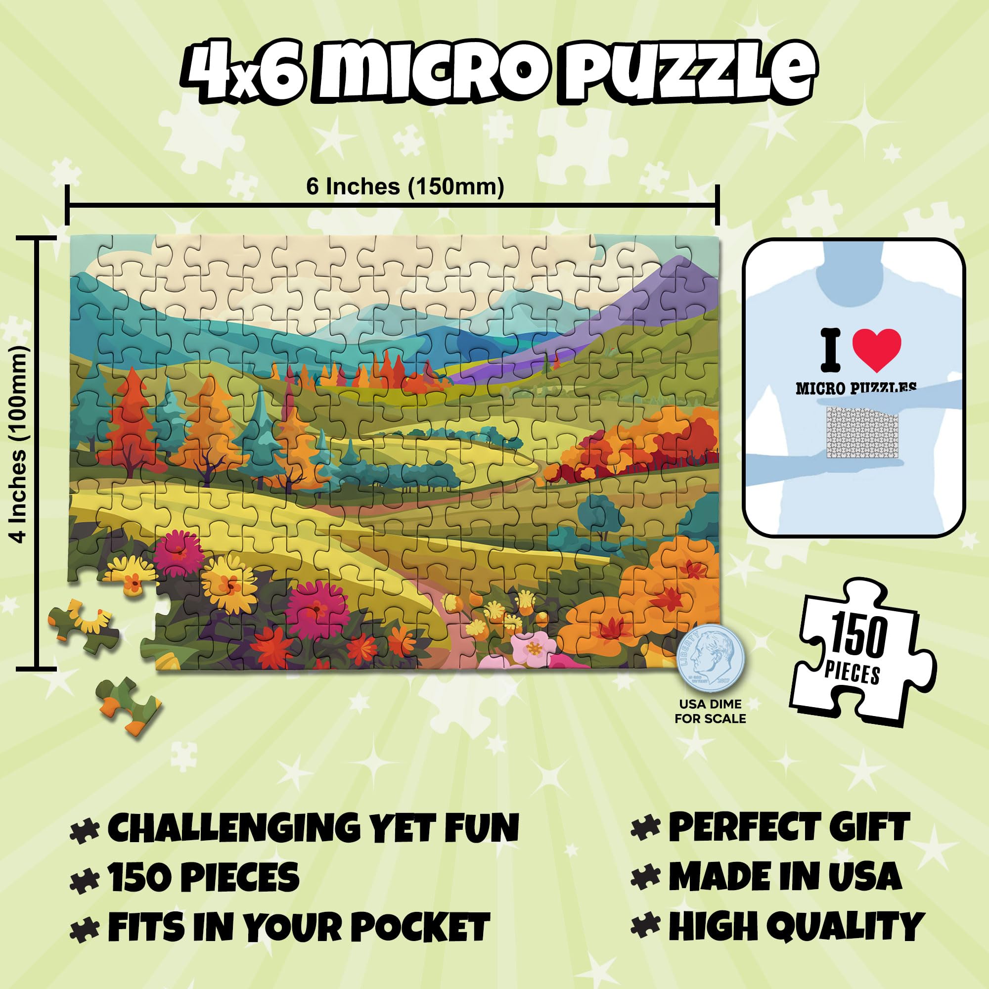 MicroPuzzles "Fields & Flowers" 2-Pack - Mini Puzzles for Adults, 150 Piece Small Puzzles for Adults and Teens - 4" x 6" Inch, Compact and Challenging Portable Jigsaw Puzzles for Travel and Relaxation - Image 4