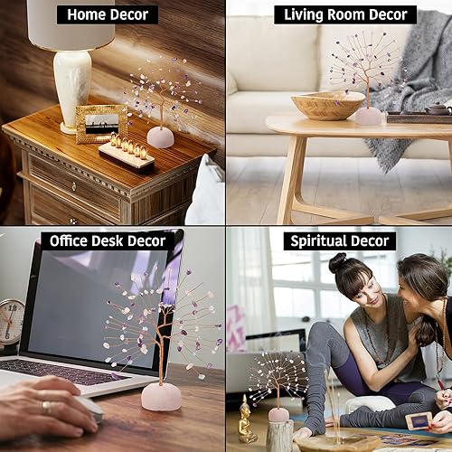 Miniatura 4 de ZenBless Árbol de la vida de cristal, árbol curativo de 7 chakras, árbol de dinero de Feng Shui, pequeño árbol bonsái falso cristales zen espiritual