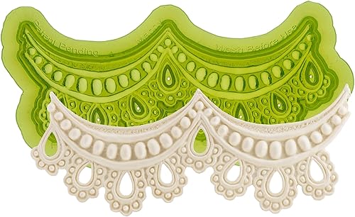 Marvelous Molds Molde de encaje de silicona Mandy para decoración de pasteles con fondant, pasta de goma y más