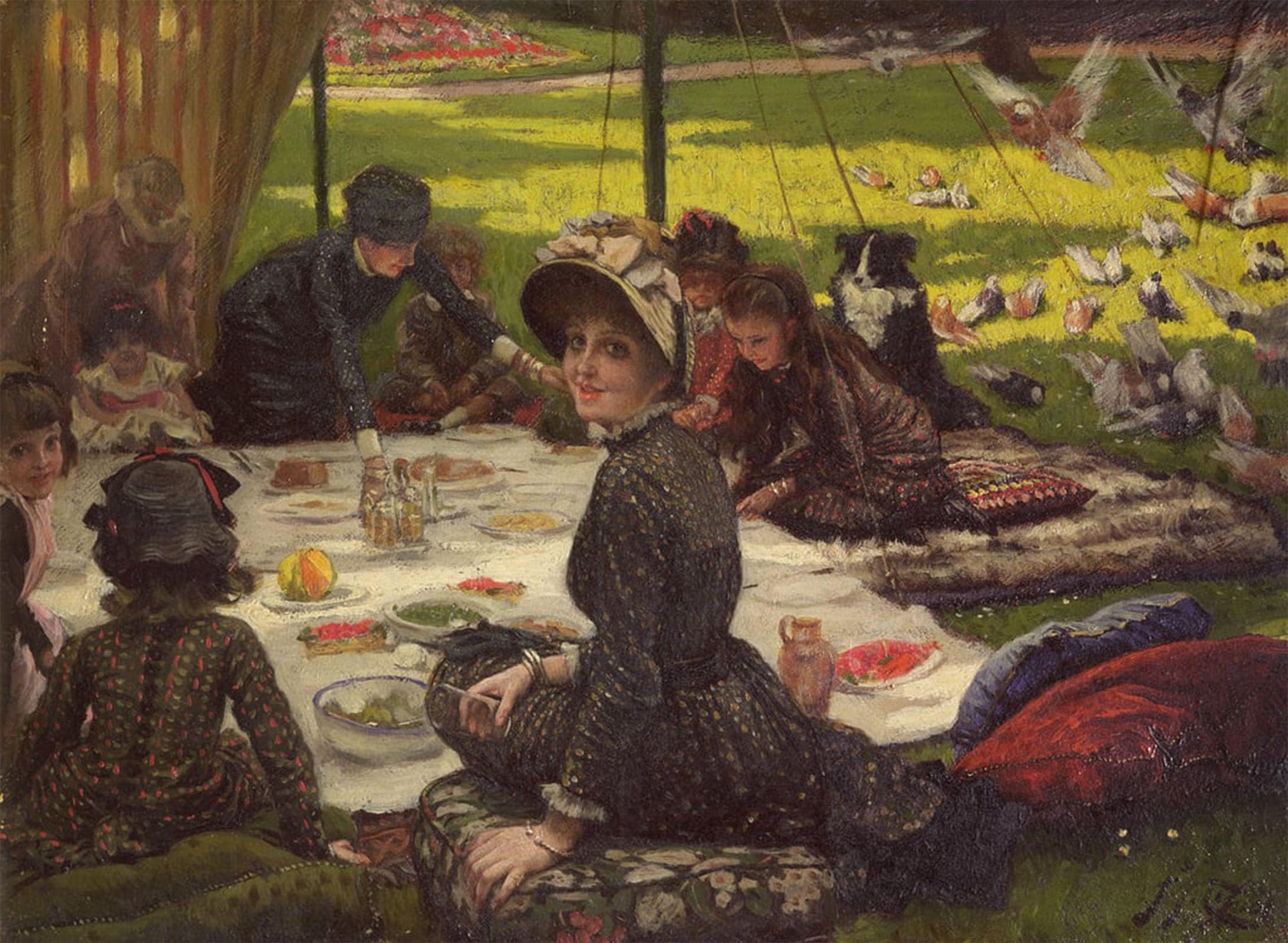 Artxlxxbn No Frame Famous Print Painting Colorful Art Print The Picnic By Jacques Canvas Art Decorations For Home Decor 60X90cm