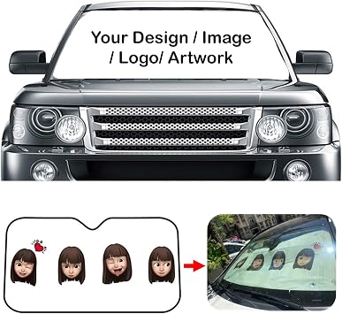 COSMOSS Custom Your Image Your Logo Personalized Advertising Brand Awareness Car Sun Shade UV Protector for Truck SUV