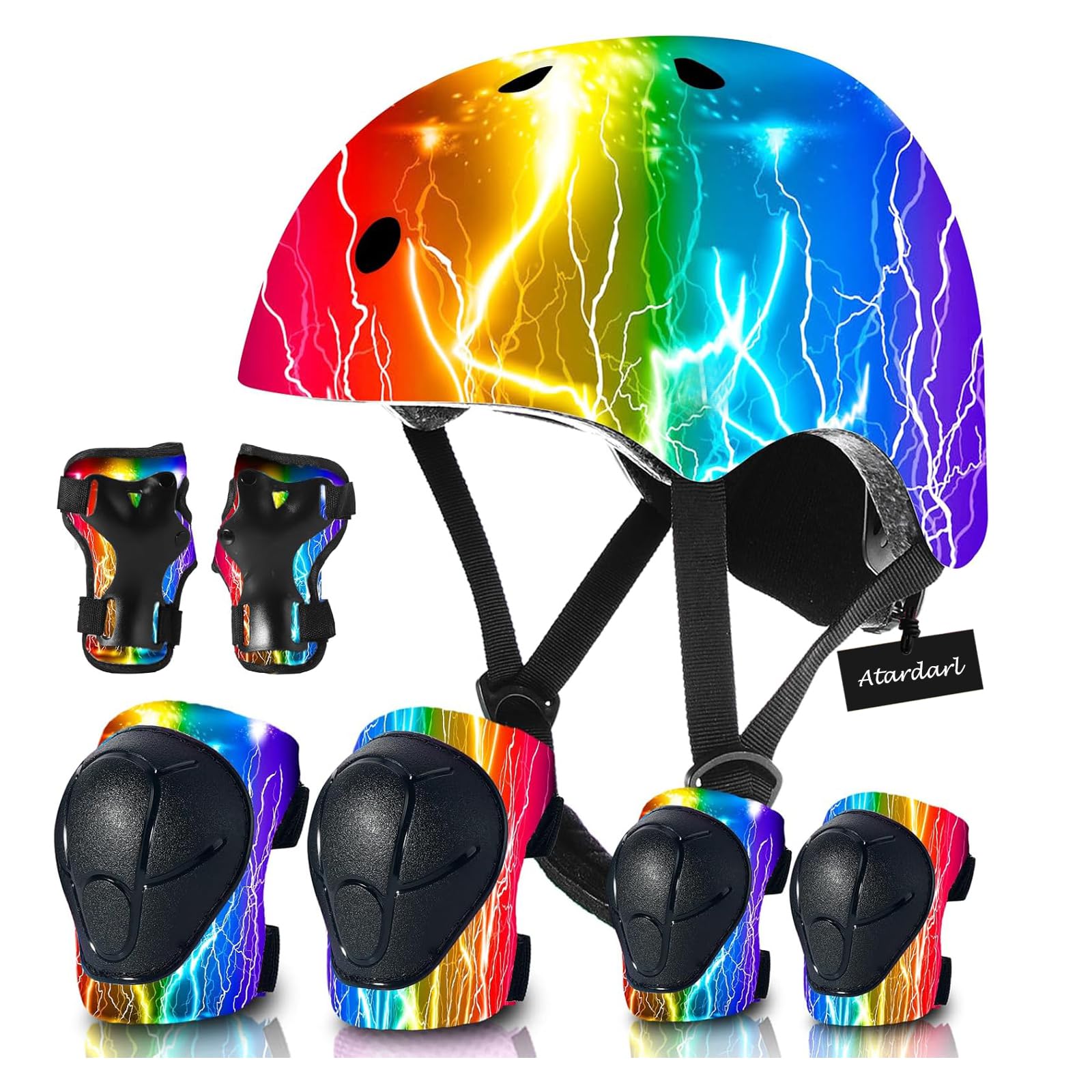 Regulierbarer Fahrradhelm Kinder mit Kniepolster,Ellenbogenpolstern,Handgelenksschutz
