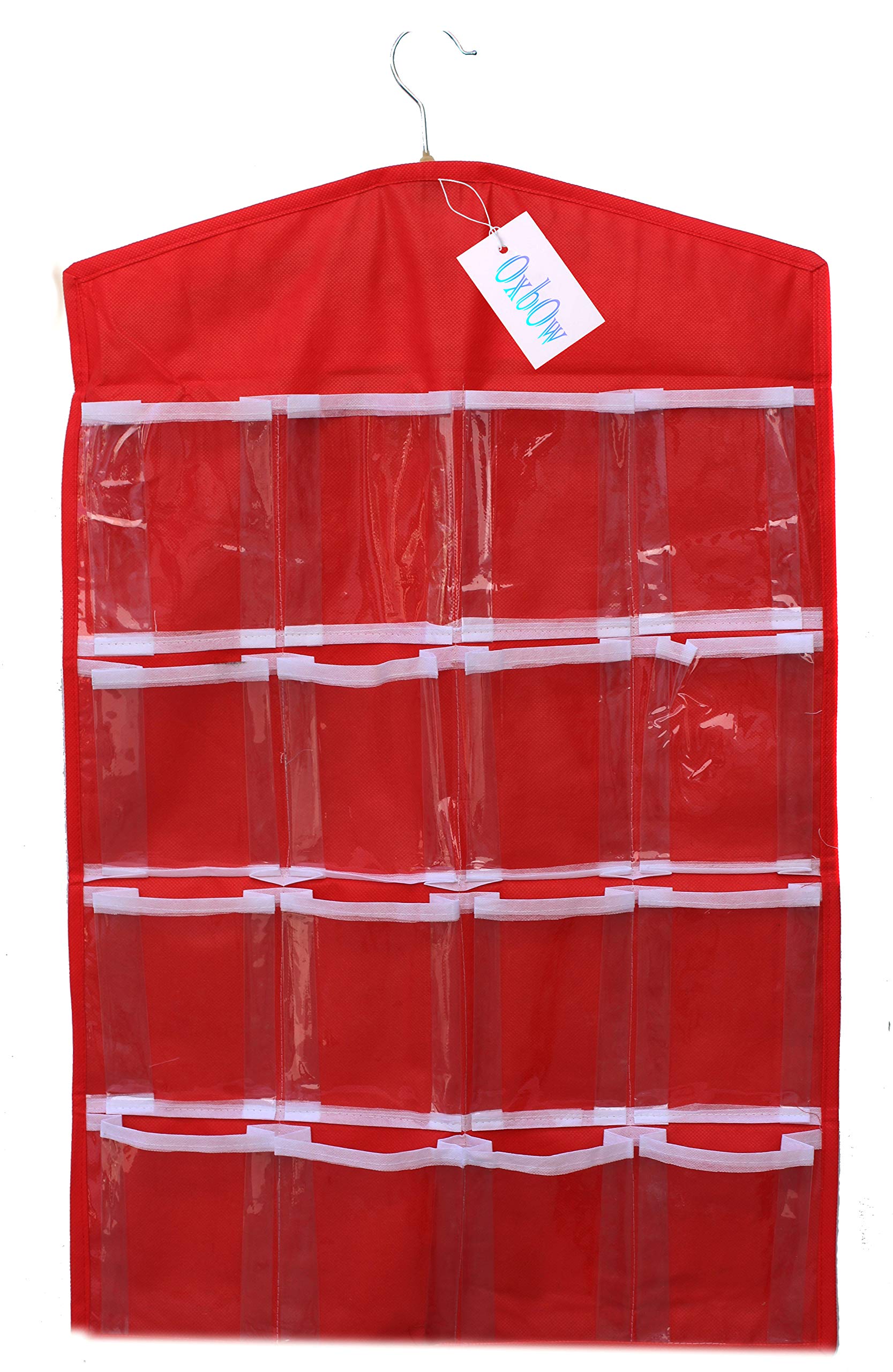 OxbOw 16 Pocket Hanging Wardrobe Storage Organiser Bag for Socks Undergarments Cupboard, Belt, Ties, Scarf Jewelry, Bathroom, Lingerie, Clothes Closet (75X45 CM) (Pack of 3, Pink) (B07G7GJG43) Amazon Price History, Amazon Price Tracker