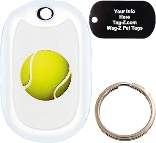 Custom Engraved Pet Tag - Tennis Ball - White - Dog Tag - Tag-Z Wag-Z