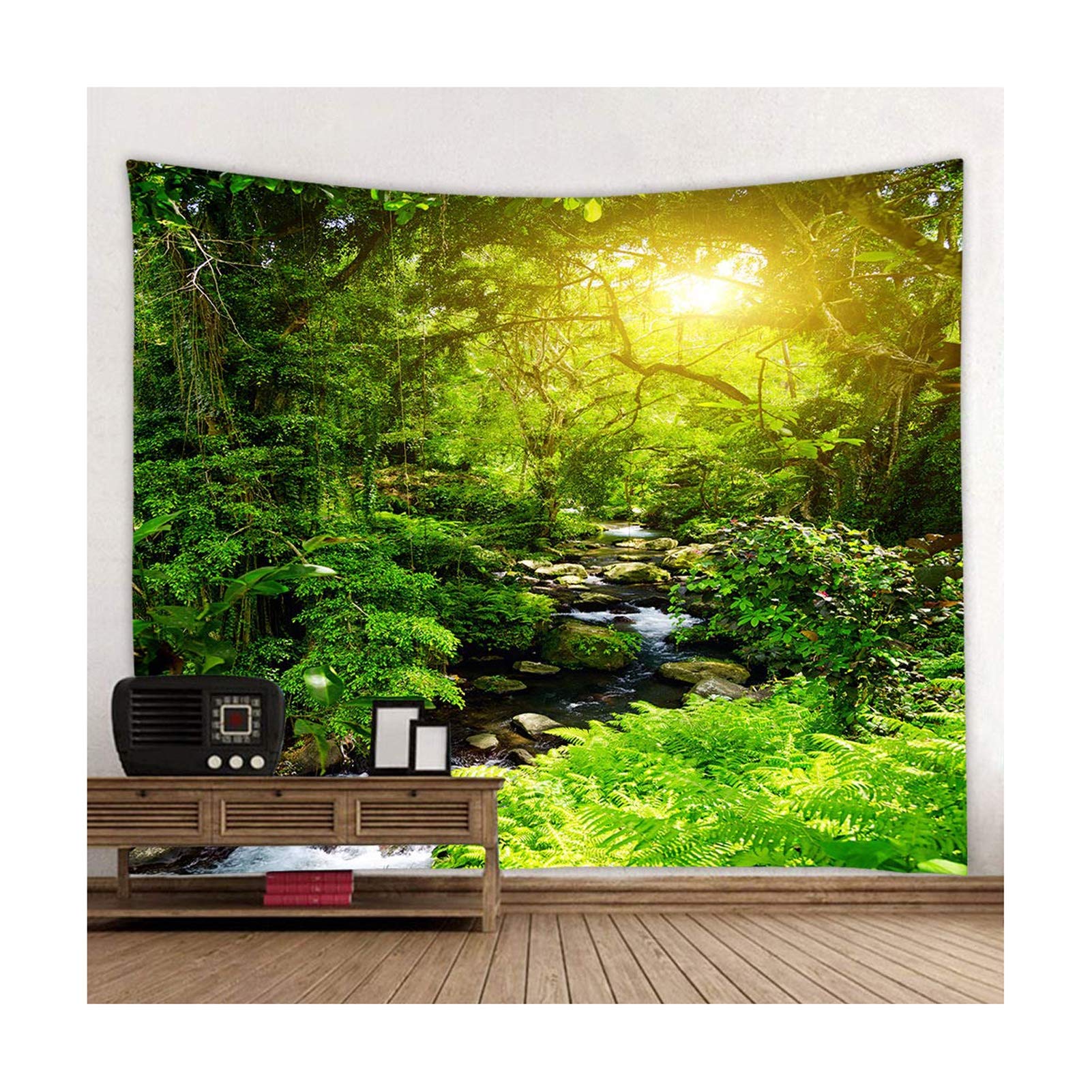 Siunwdiy Tree sunrise landscape jungle Tapestry Tapestry Tapestry wall cloth, Grünwald tapestry, tablecloth beach towel Dekotuch,150x130cm