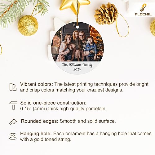 Miniatura 6 de FLOCHIL Adorno familiar personalizado para árbol de Navidad, adorno de Navidad familiar personalizado con foto de nombre, familia de 3, 4, 5 adornos