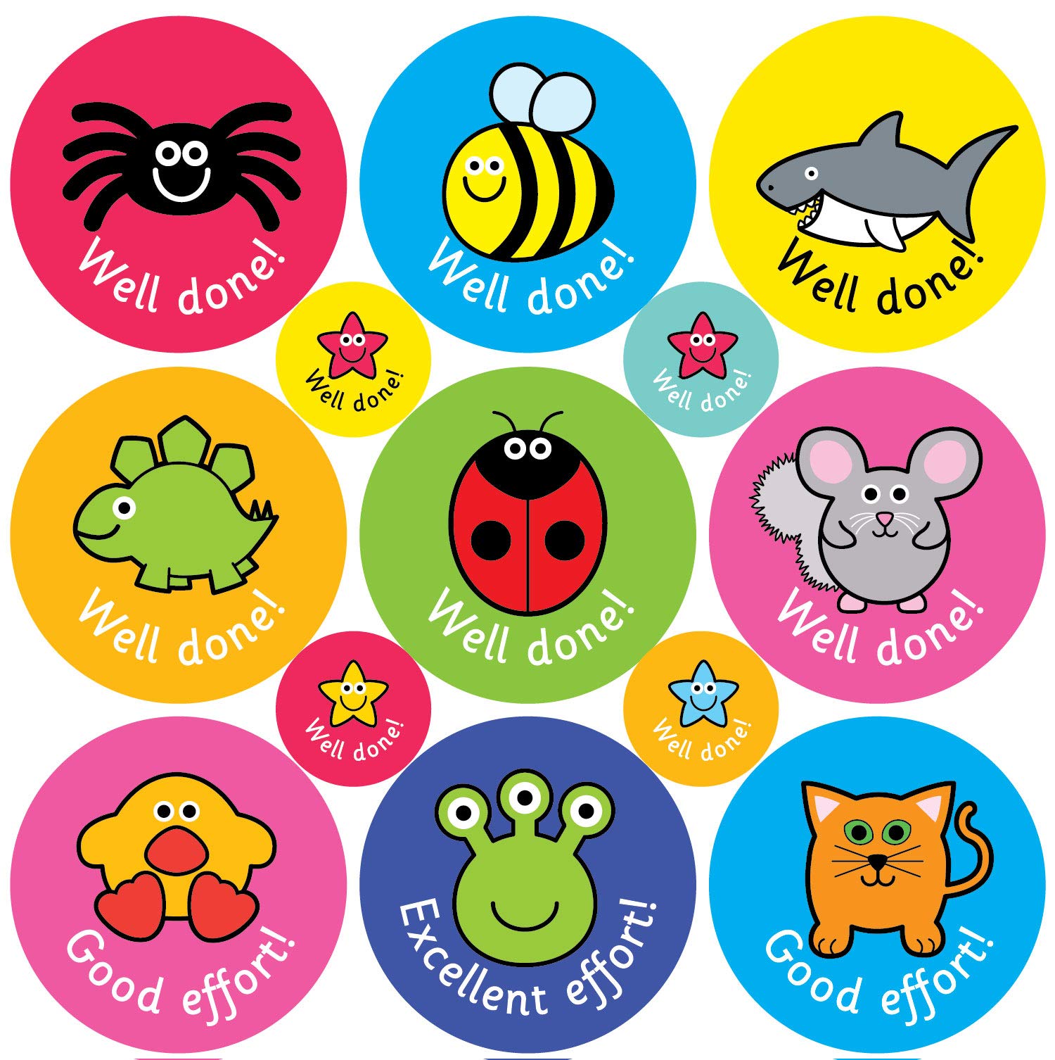 24/10mm Mixed Captions Reward Stickers. 5 Sheets, 295 stickers. Designed and made in the UK by The Sticker Factory