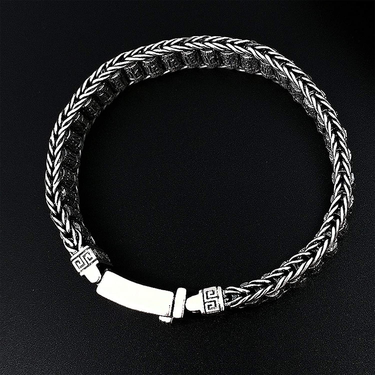 LYGXWJFC 925 Silber Armband Herren Retro Weben Buddhistisches Vajra Armband Personalisierter Schmuck Für Männer Armband Für Männer Junge Vater (Größe: 22 cm/8,66IN)