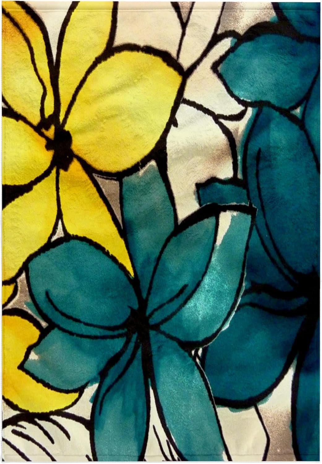 3dRose Teal and Yellow Floral 22x30 Bath Hand Pool Towel