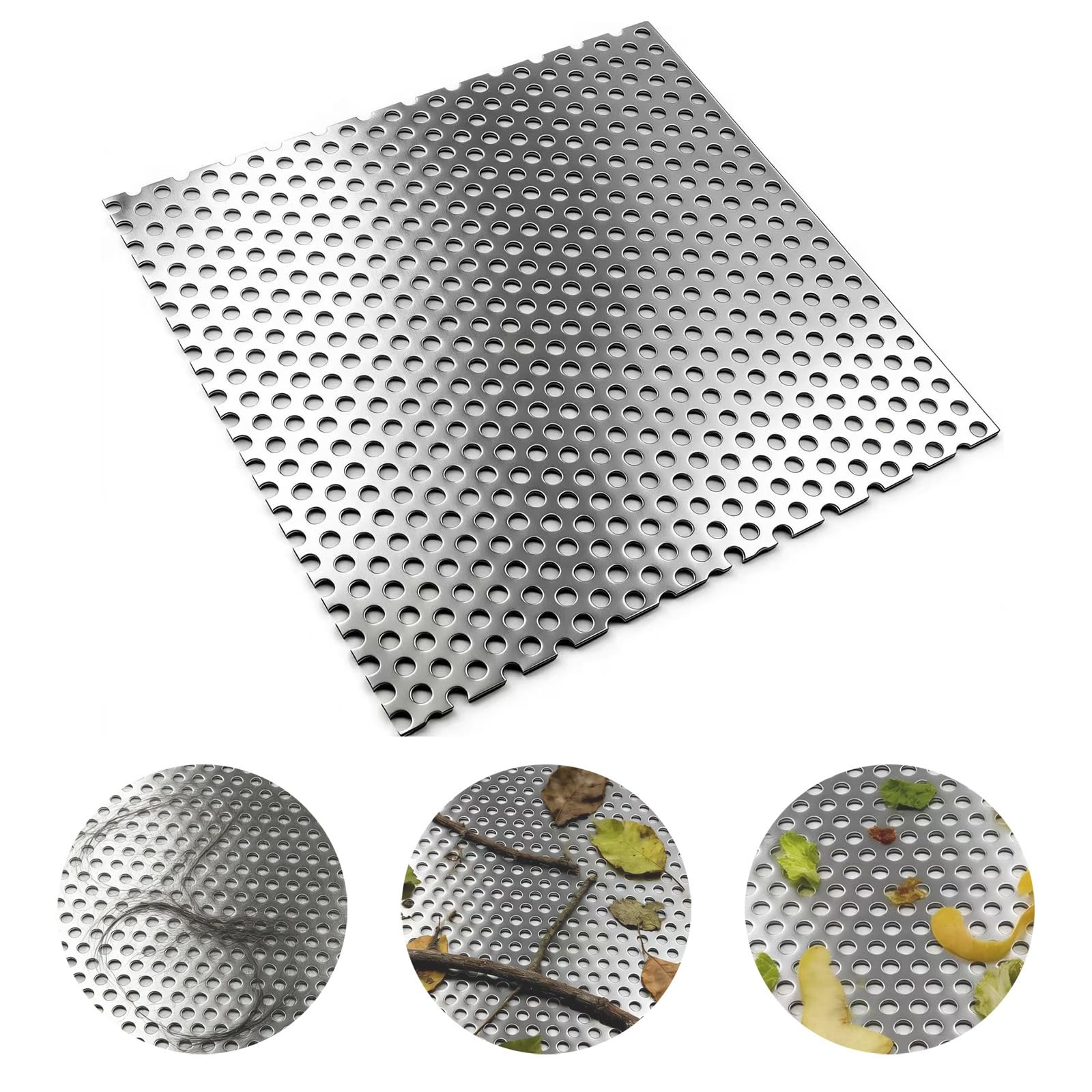 Square 304 Stainless Steel Drain Cover 5mm Hole Outdoor Indoor Shower Drain Cover, Bathroom Kitchen Sink Strainer, Garden Leaf Guard, Sewer Drainage Strainers for Patio Pool