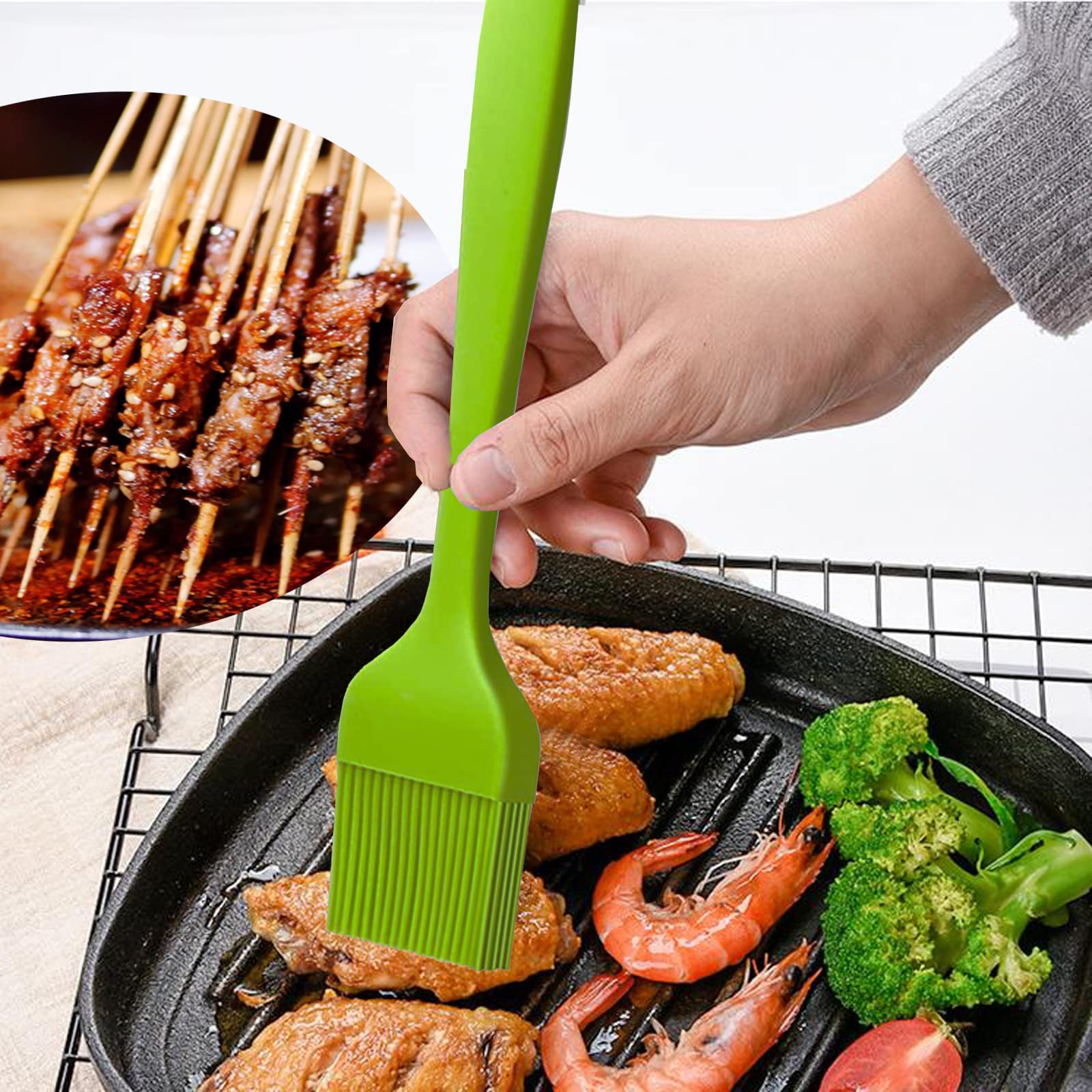 Cepillo de silicona para repostería, cepillo para barbacoa, salsa, marinada, carne, acristalamiento, aceite, resistente al calor, cocina, pastas, pasteles, apto para lavavajillas, 4 unidades